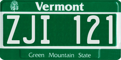 VT license plate ZJI121