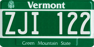 VT license plate ZJI122