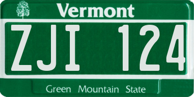 VT license plate ZJI124