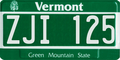VT license plate ZJI125
