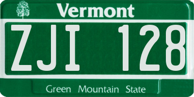 VT license plate ZJI128
