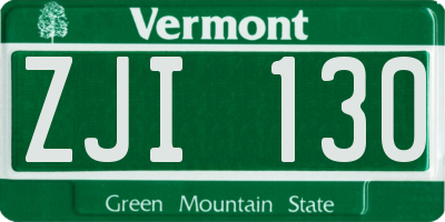 VT license plate ZJI130