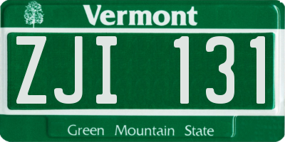 VT license plate ZJI131