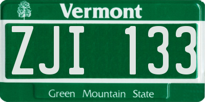 VT license plate ZJI133