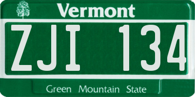 VT license plate ZJI134