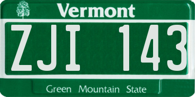 VT license plate ZJI143