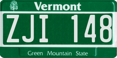 VT license plate ZJI148