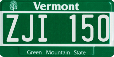 VT license plate ZJI150