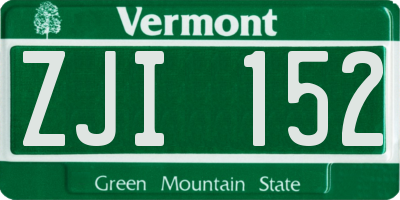 VT license plate ZJI152