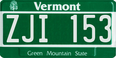 VT license plate ZJI153