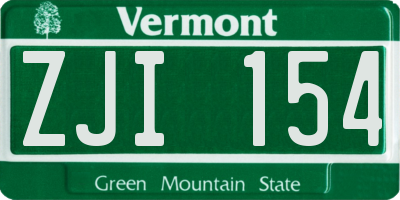 VT license plate ZJI154