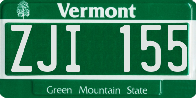VT license plate ZJI155