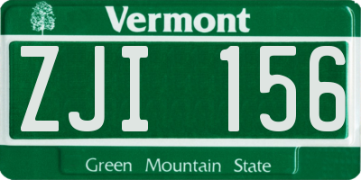 VT license plate ZJI156