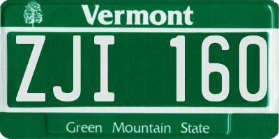 VT license plate ZJI160