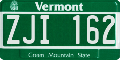 VT license plate ZJI162