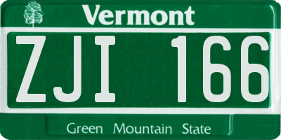 VT license plate ZJI166