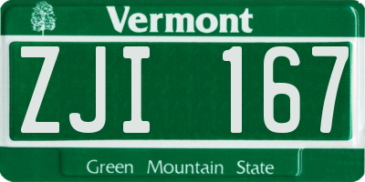 VT license plate ZJI167