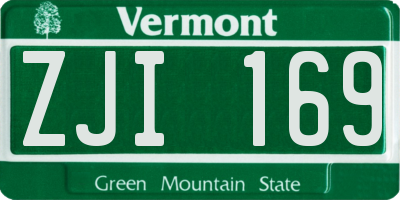 VT license plate ZJI169