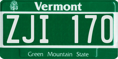VT license plate ZJI170