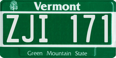 VT license plate ZJI171