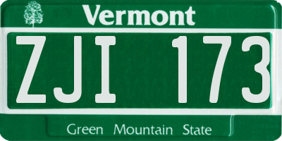 VT license plate ZJI173