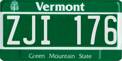 VT license plate ZJI176