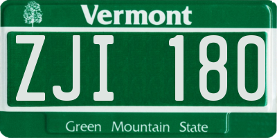 VT license plate ZJI180
