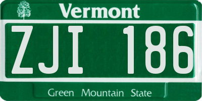 VT license plate ZJI186