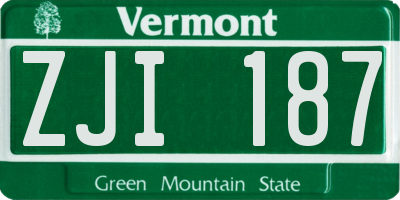 VT license plate ZJI187