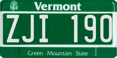 VT license plate ZJI190