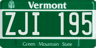 VT license plate ZJI195