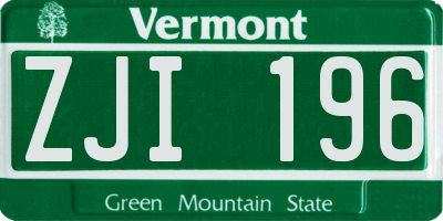 VT license plate ZJI196