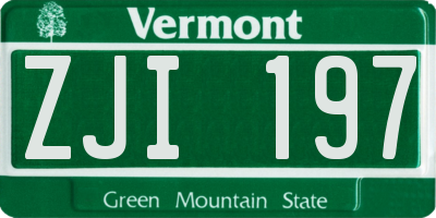 VT license plate ZJI197