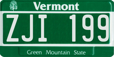 VT license plate ZJI199