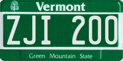 VT license plate ZJI200