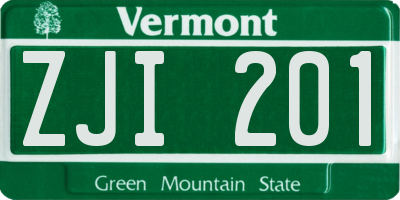 VT license plate ZJI201