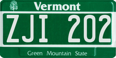 VT license plate ZJI202