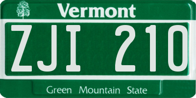VT license plate ZJI210