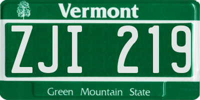 VT license plate ZJI219