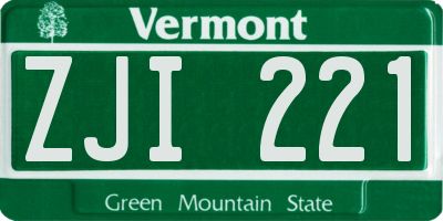 VT license plate ZJI221