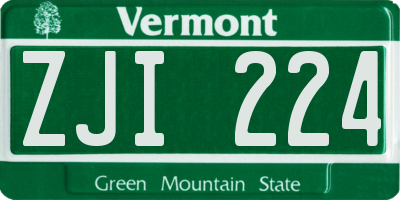 VT license plate ZJI224