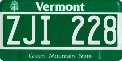 VT license plate ZJI228