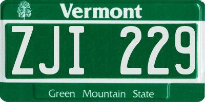 VT license plate ZJI229