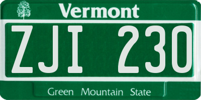 VT license plate ZJI230