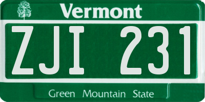 VT license plate ZJI231