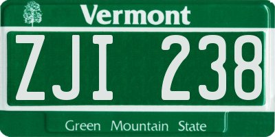 VT license plate ZJI238
