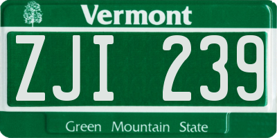 VT license plate ZJI239