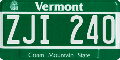 VT license plate ZJI240
