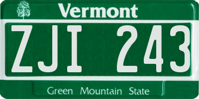 VT license plate ZJI243