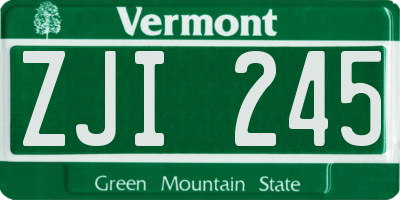 VT license plate ZJI245